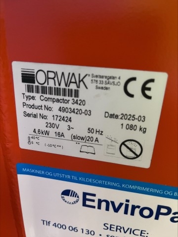 Orwak Power 3420 med fraktskade | ECO-NOR AS - Løsninger for avfallshåndtering