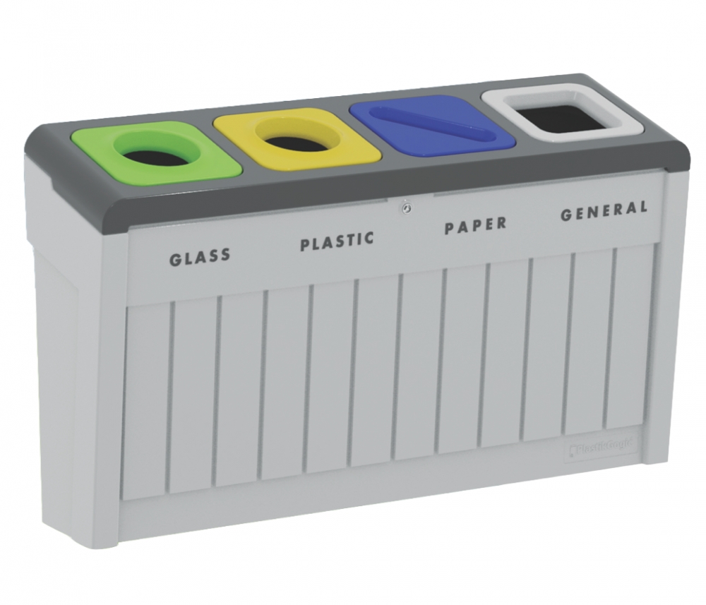 Kompakt kildesorteringsstasjon med 4 avfallsfraksjoner i robust LLDPE-plast - ECO-NOR AS